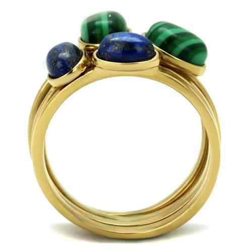 TK2905 - IP Gold(Ion Plating) Stainless Steel Ring with Synthetic MALACHITE in Emerald - Mohamed jewelry My Store