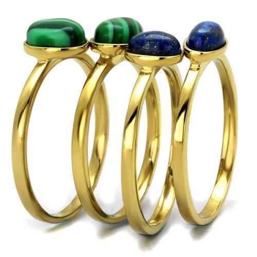 TK2905 - IP Gold(Ion Plating) Stainless Steel Ring with Synthetic MALACHITE in Emerald - Mohamed jewelry My Store