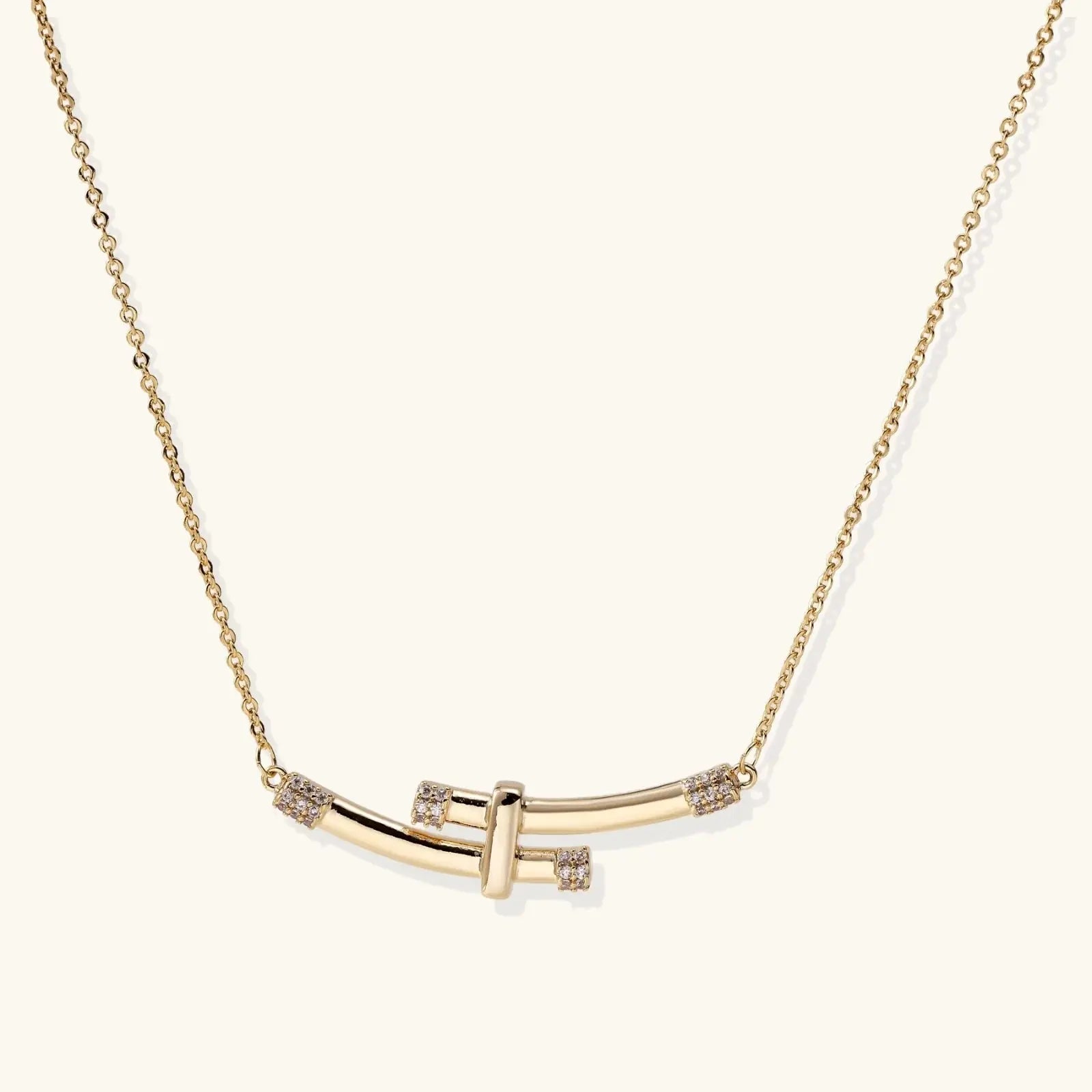 Bamboo Crystal Arc Necklace - Mohamed jewelry My Store