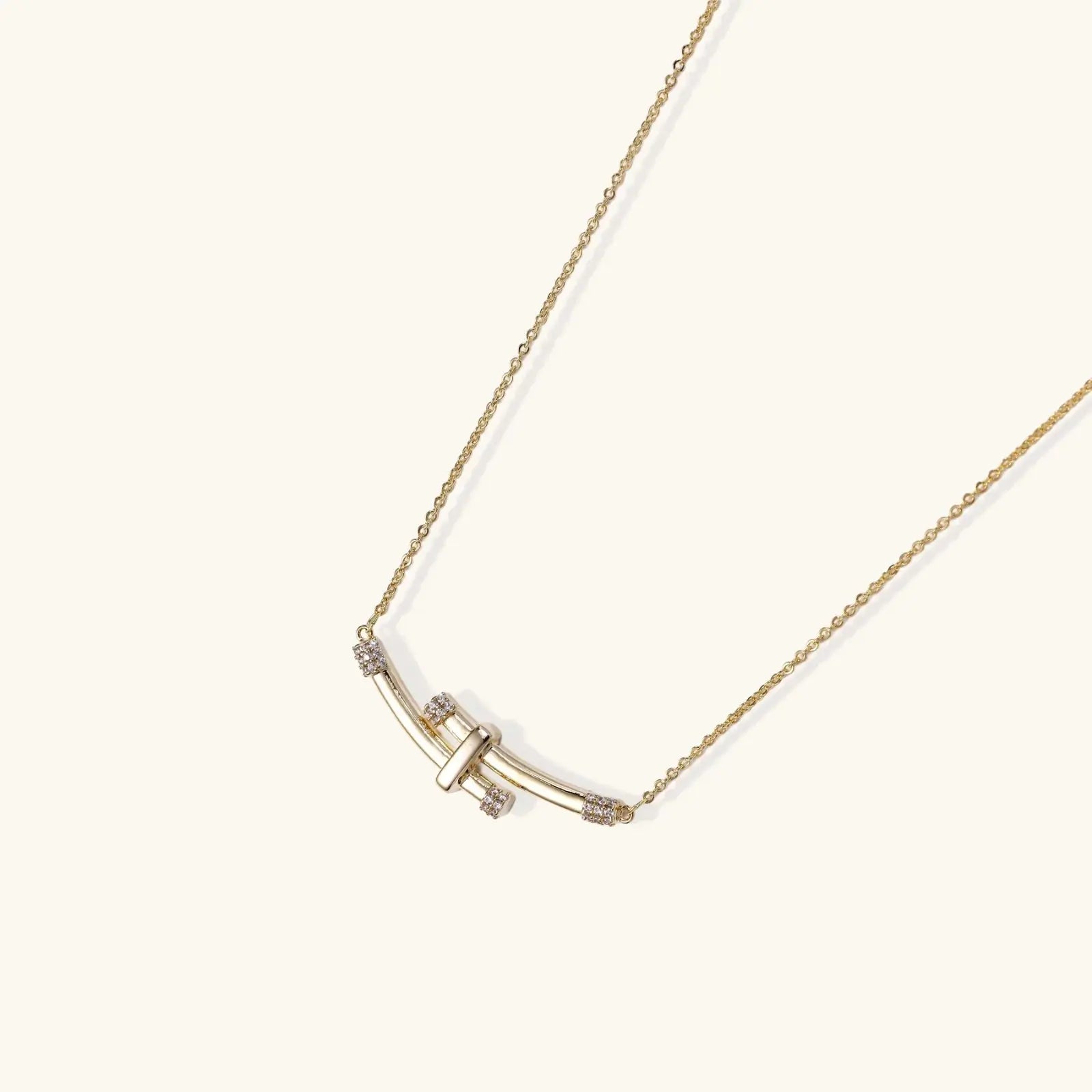 Bamboo Crystal Arc Necklace - Mohamed jewelry My Store