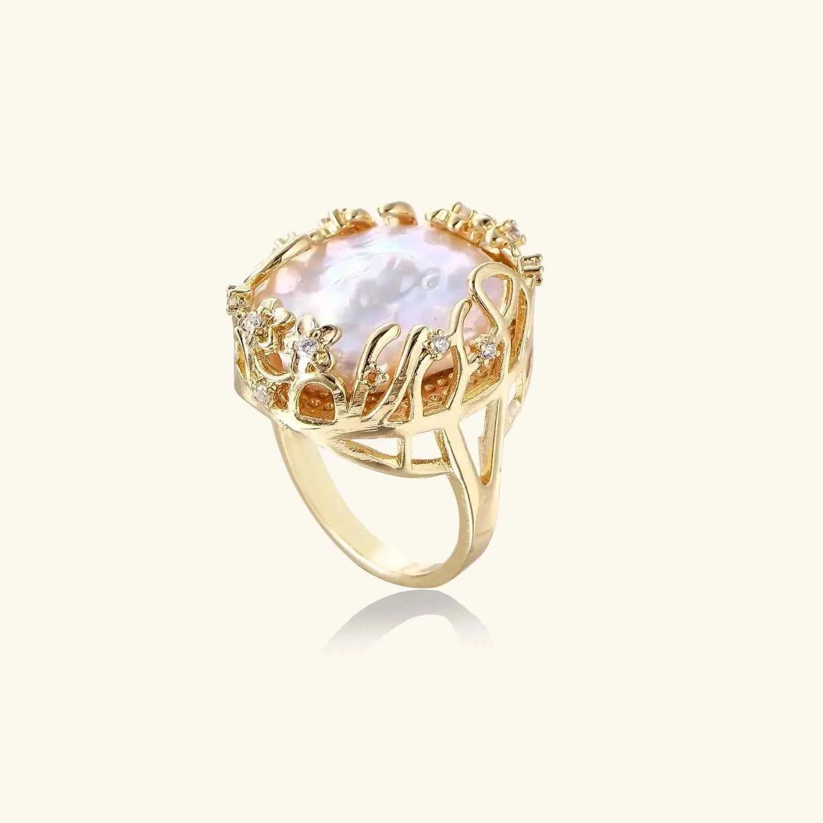Baroque Pearl Crown Ring - Mohamed jewelry My Store