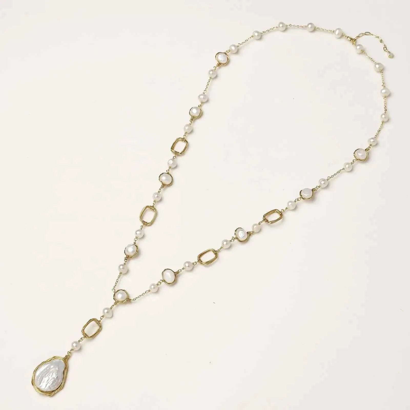 Baroque Pearl Station Necklace - Mohamed jewelry My Store