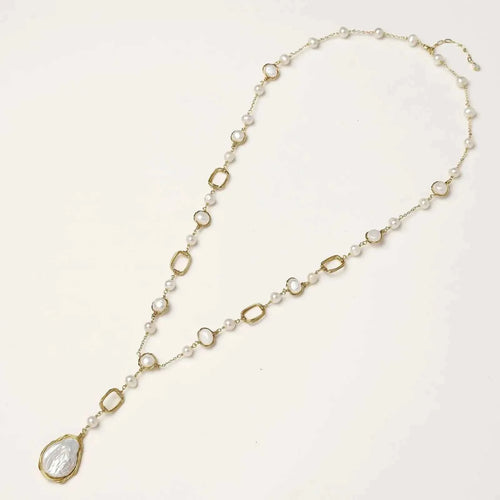 Baroque Pearl Station Necklace - Mohamed jewelry My Store