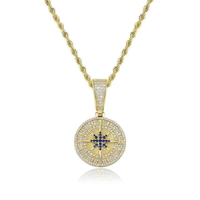 Compass Pendant Full Zircon Hip Hop - Mohamed jewelry My Store