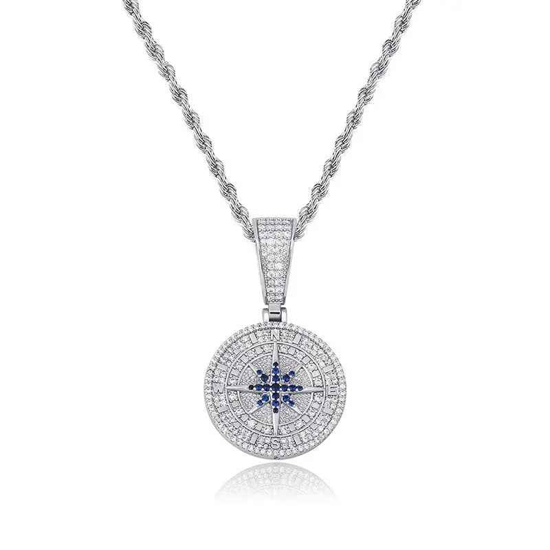 Compass Pendant Full Zircon Hip Hop - Mohamed jewelry My Store