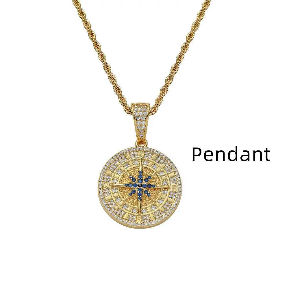 Compass Pendant Full Zircon Hip Hop - Mohamed jewelry My Store