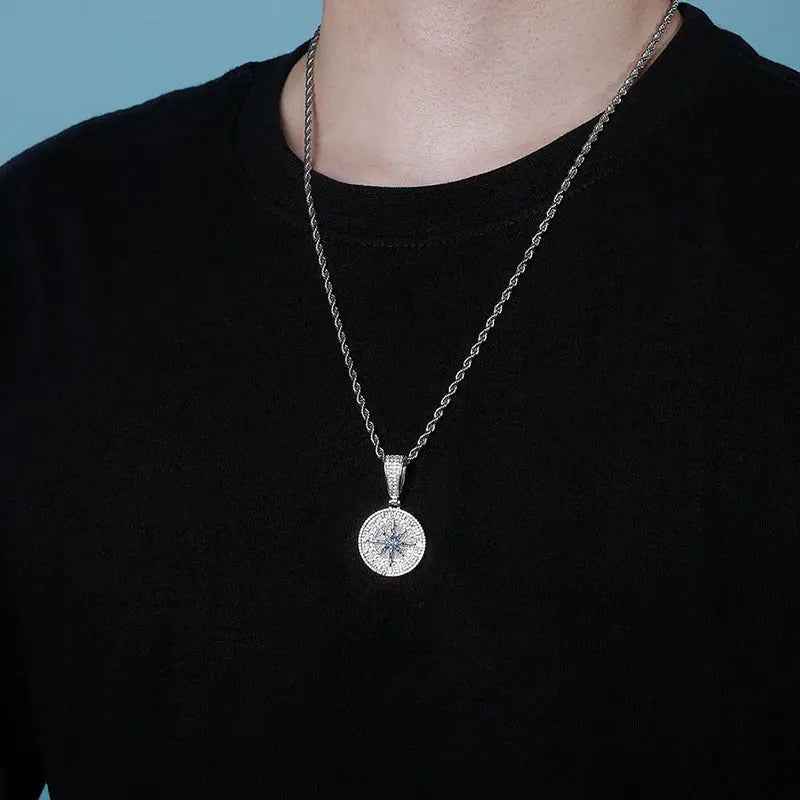 Compass Pendant Full Zircon Hip Hop - Mohamed jewelry My Store