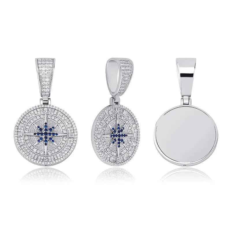 Compass Pendant Full Zircon Hip Hop - Mohamed jewelry My Store