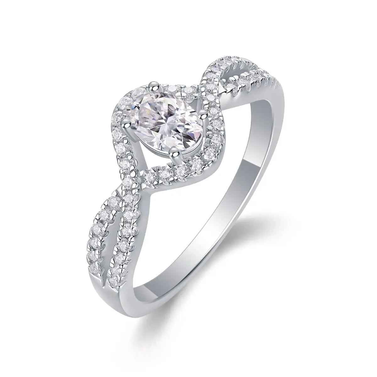 Elegant Moissanite Egg-Shaped Platinum-Plated Silver Ring - Mohamed jewelry My Store