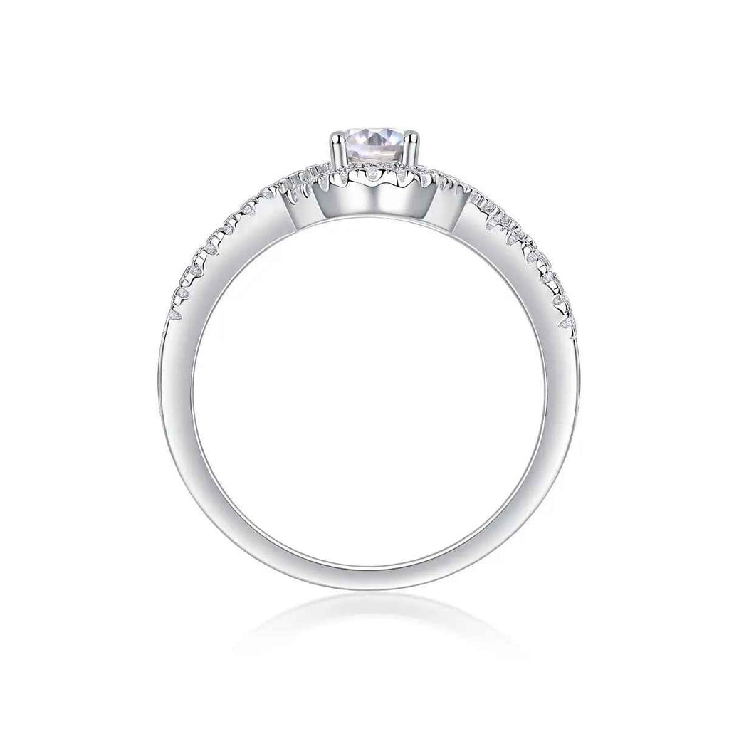 Elegant Moissanite Egg-Shaped Platinum-Plated Silver Ring - Mohamed jewelry My Store