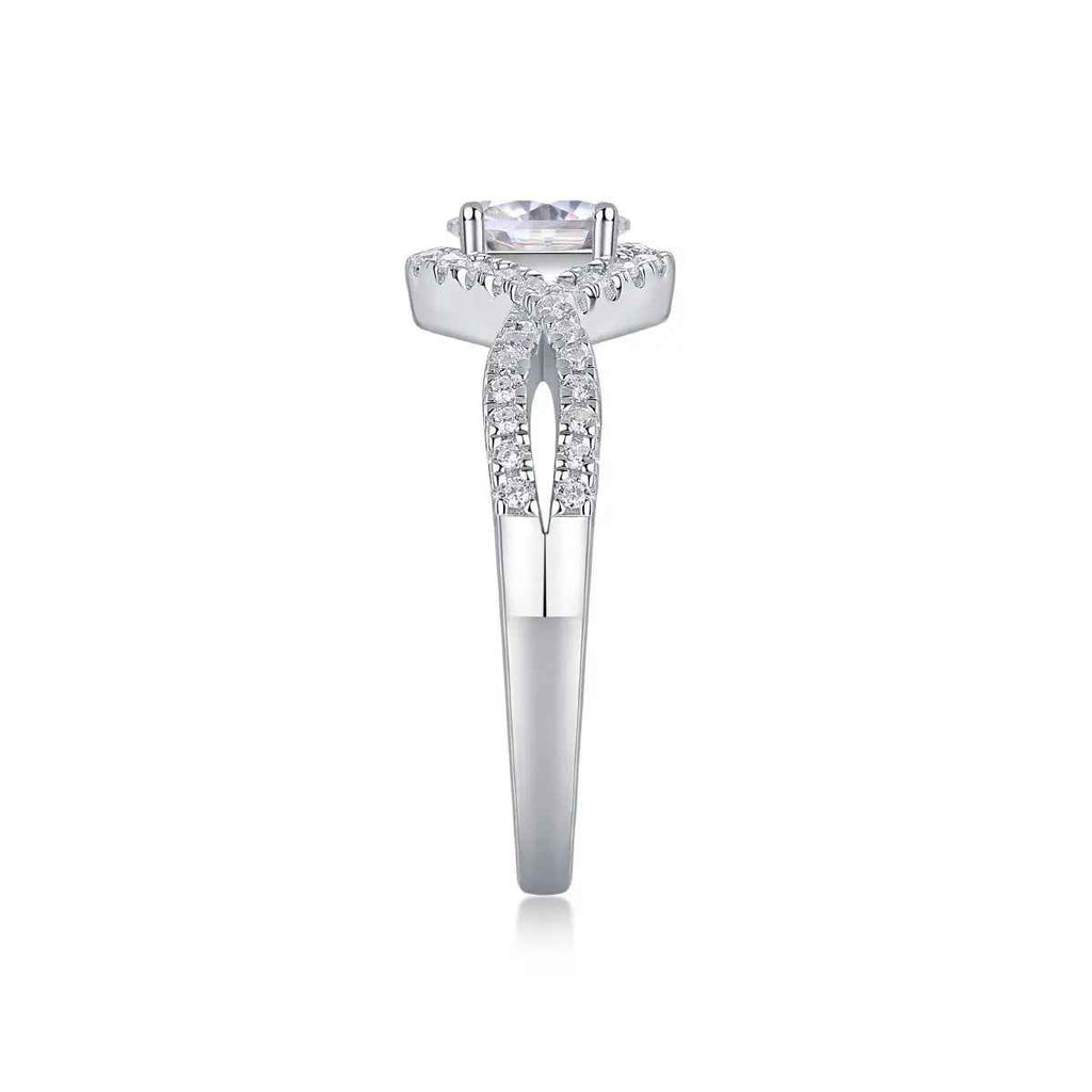 Elegant Moissanite Egg-Shaped Platinum-Plated Silver Ring - Mohamed jewelry My Store