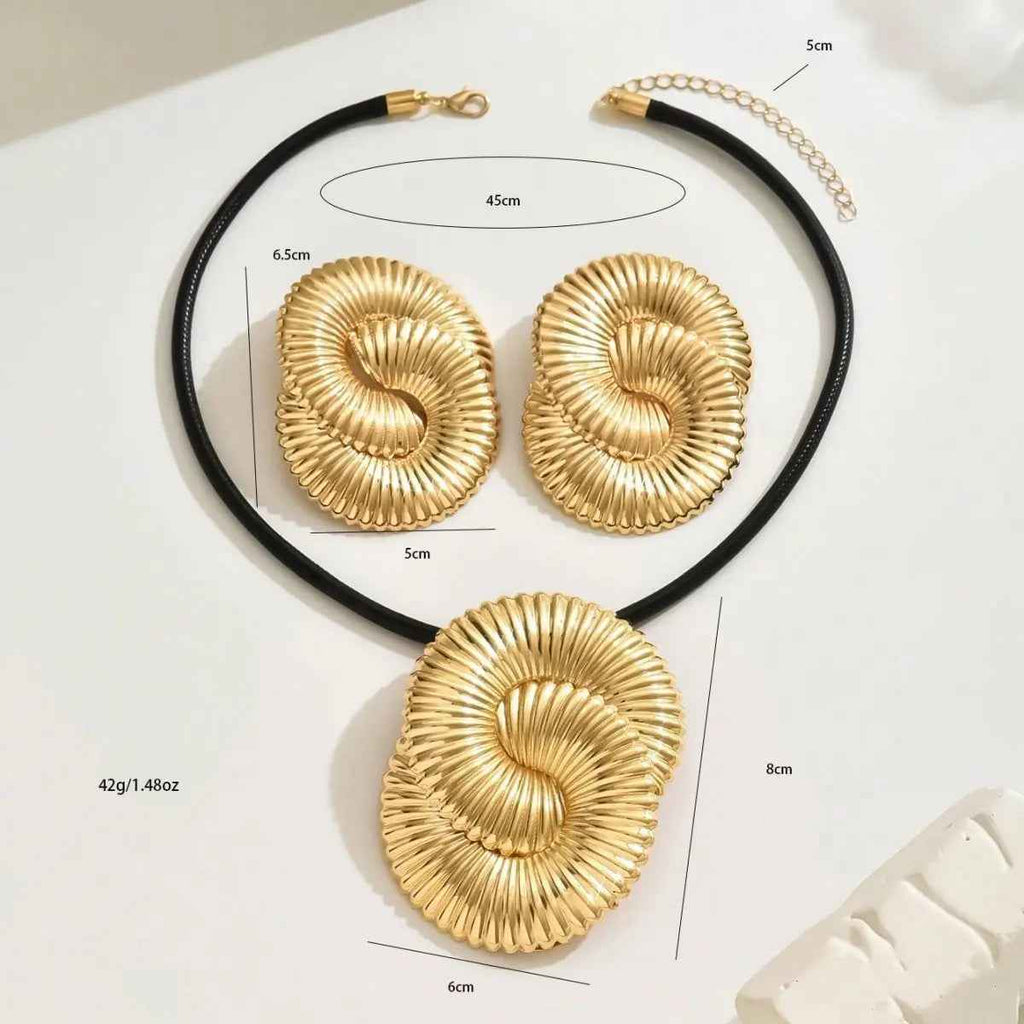 Glamorous Golden Spiral Jewelry Set  - A Statement Of Elegance - Mohamed jewelry My Store