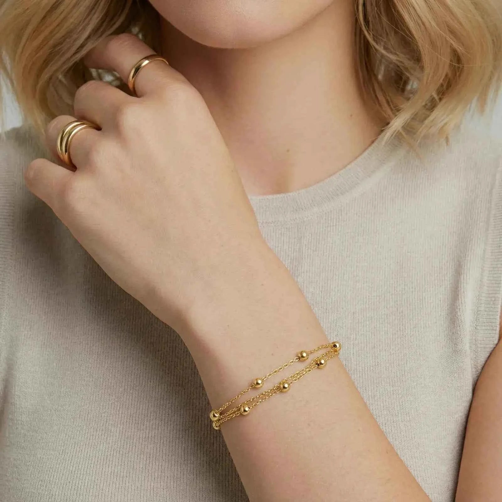 Golden Glow Triple Layer Sphere Cluster Necklace - Mohamed jewelry My Store