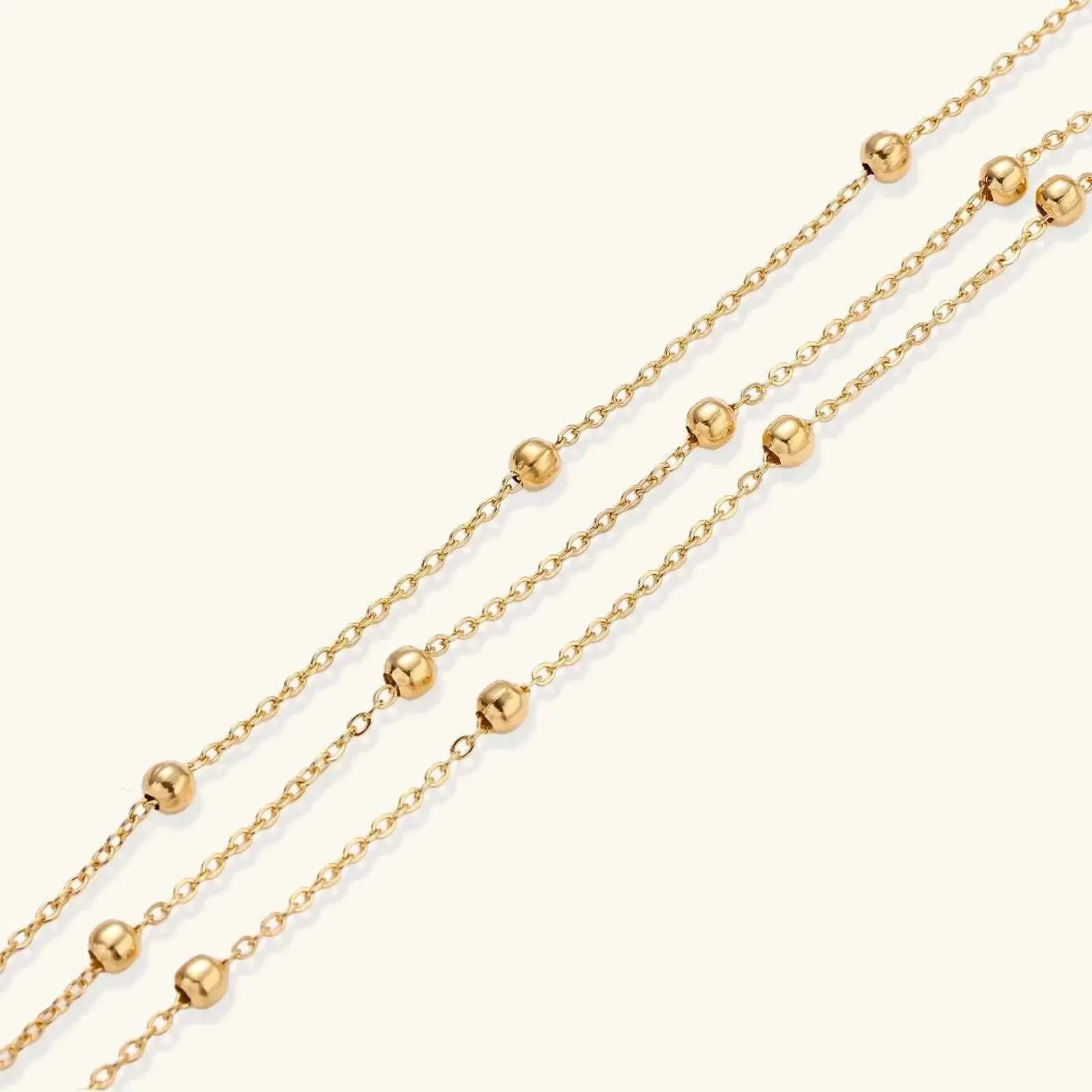 Golden Glow Triple Layer Sphere Cluster Necklace - Mohamed jewelry My Store