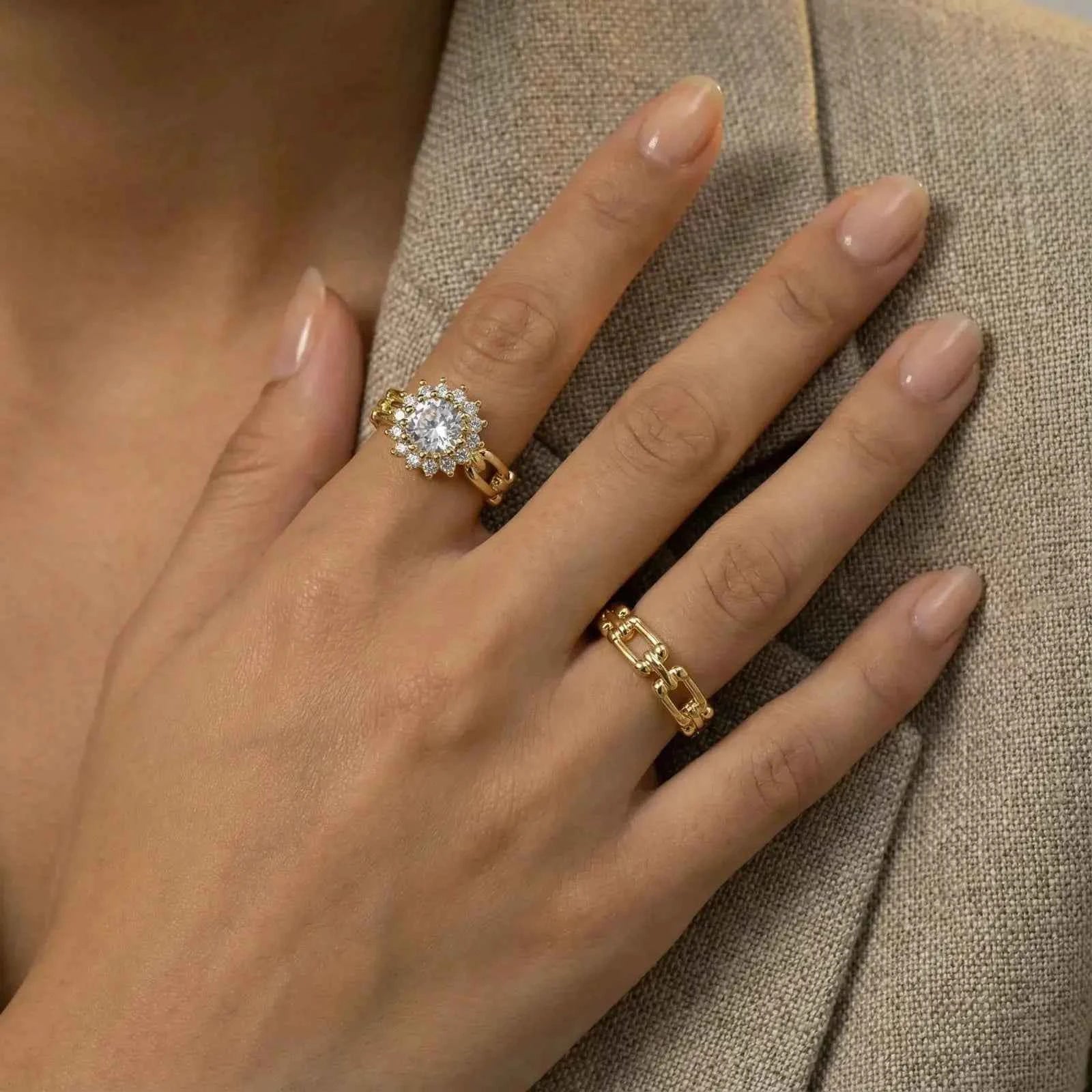Golden Hour Chain Ring Set - Mohamed jewelry My Store