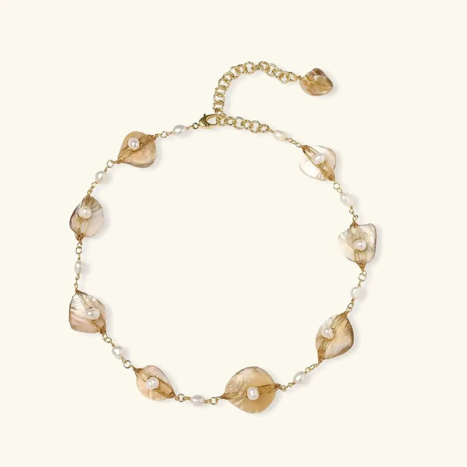 Golden Leaf Pearl Necklace - Mohamed jewelry My Store