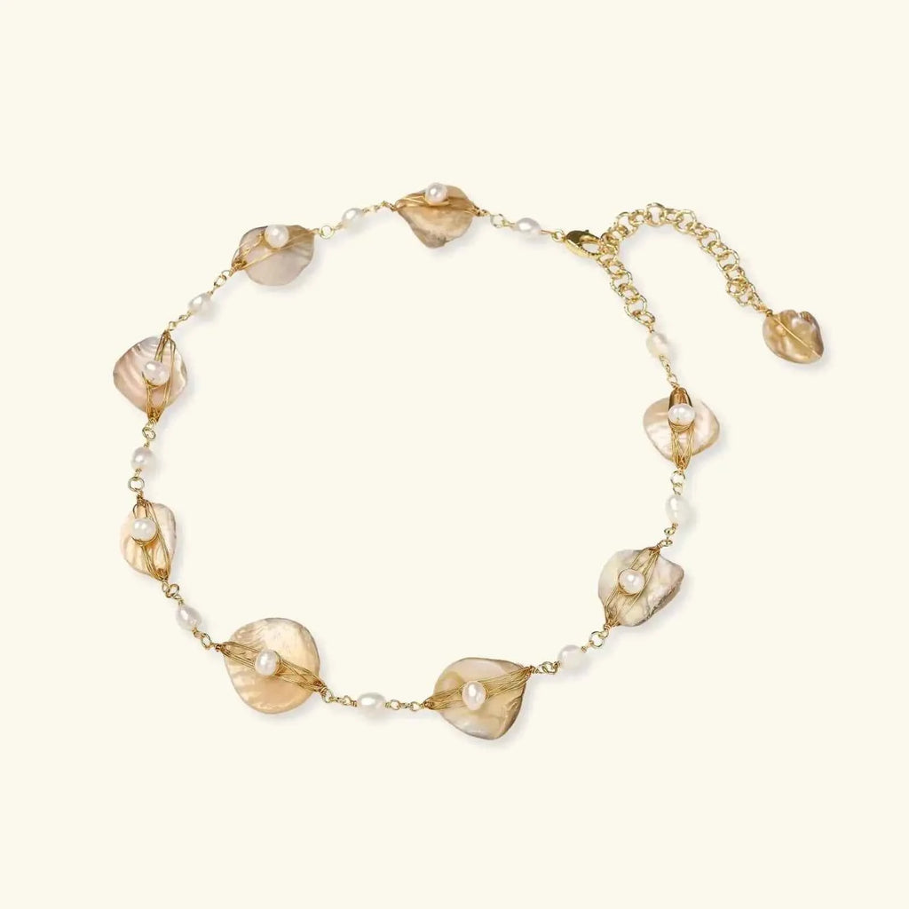 Golden Leaf Pearl Necklace - Mohamed jewelry My Store