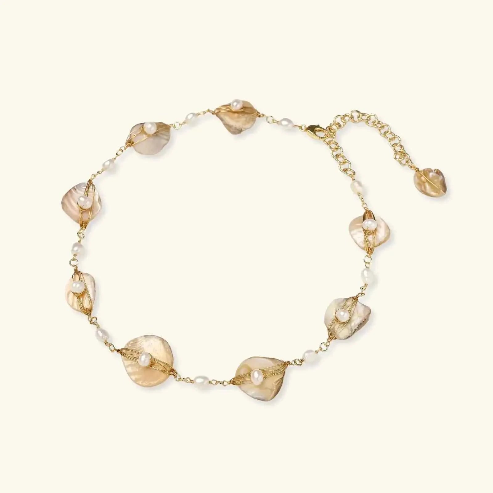 Golden Leaf Pearl Necklace - Mohamed jewelry My Store