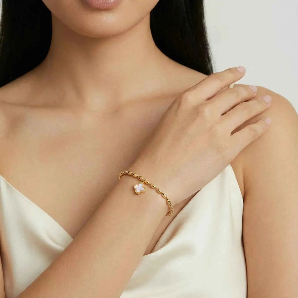 Lucky Radiance 18K Gold Mother of Pearl Charm Bracelet - Mohamed jewelry My Store
