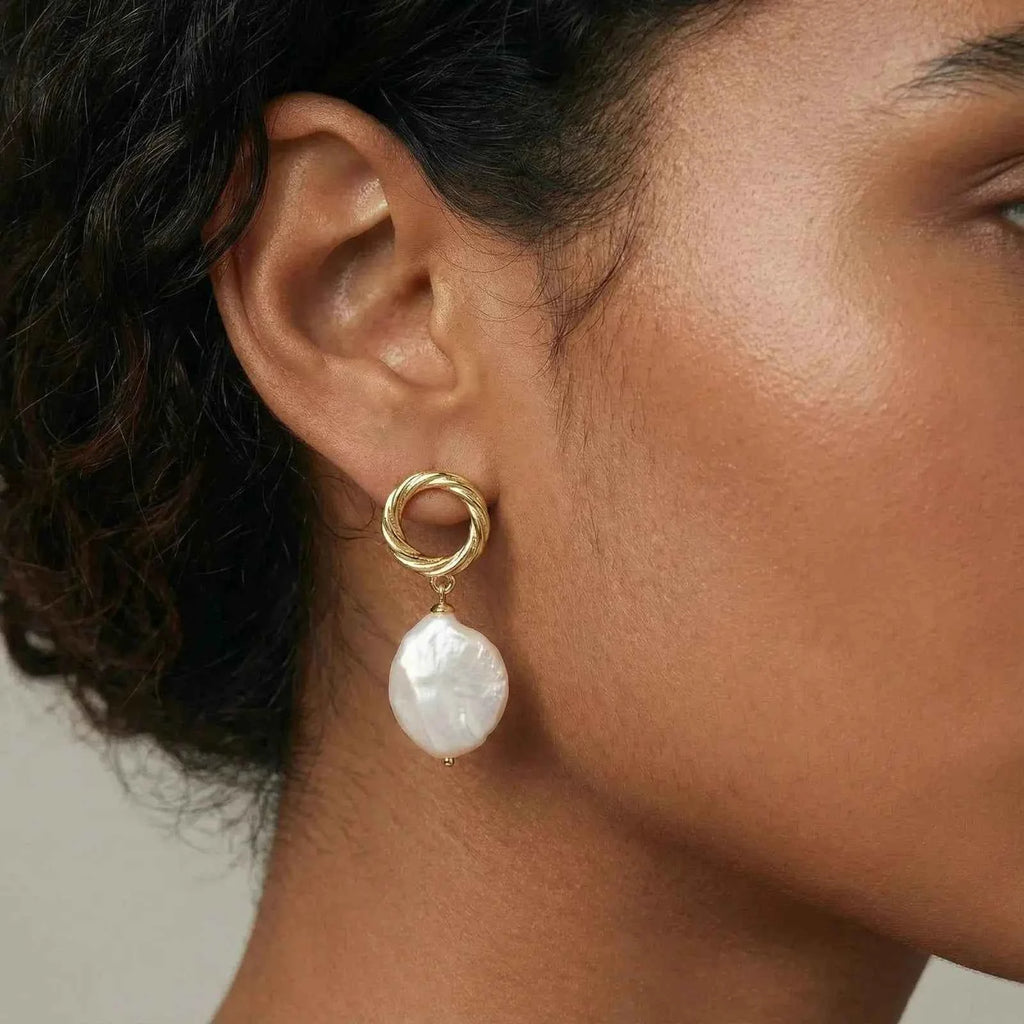 LumiLoop 18K Gold Vermeil Baroque Pearl Drop Earrings - Mohamed jewelry My Store