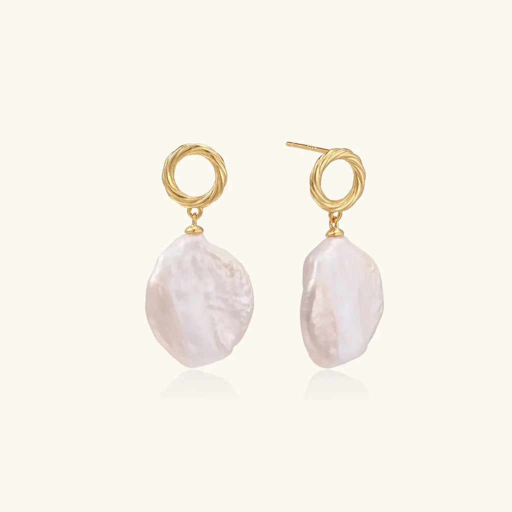 LumiLoop 18K Gold Vermeil Baroque Pearl Drop Earrings - Mohamed jewelry My Store