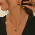 Lxalry 18K Gold Plated Stainless Steel Heart Mirror Jewelry Set  Hypoallergenic Skin Safe Necklace - Mohamed jewelry My Store