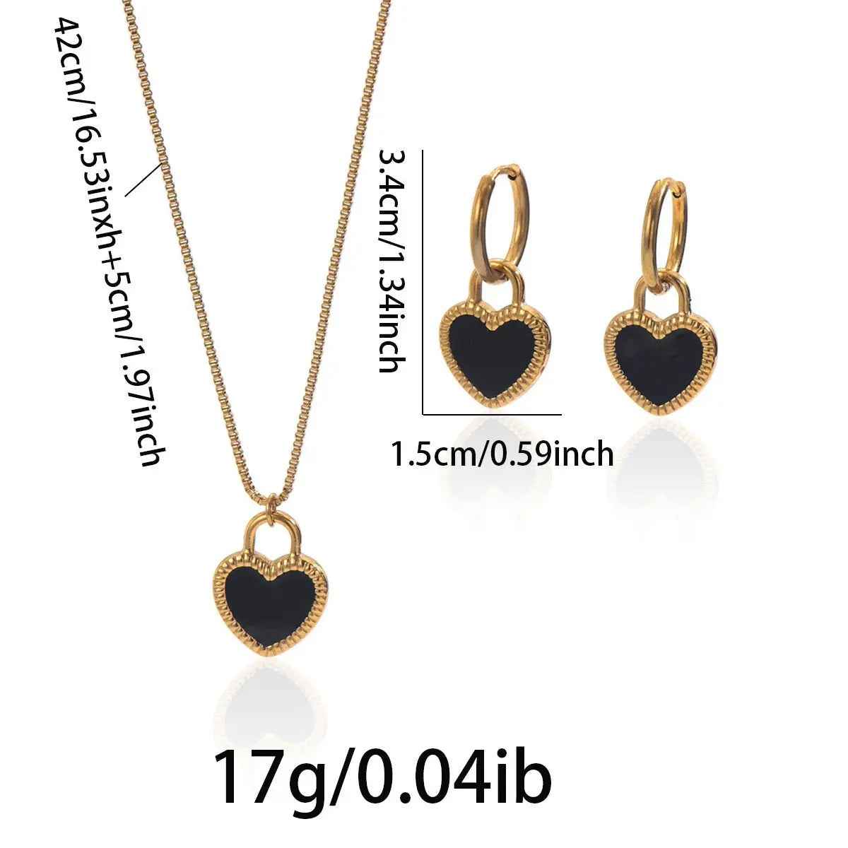Lxalry 18K Gold Plated Stainless Steel Heart Mirror Jewelry Set  Hypoallergenic Skin Safe Necklace - Mohamed jewelry My Store