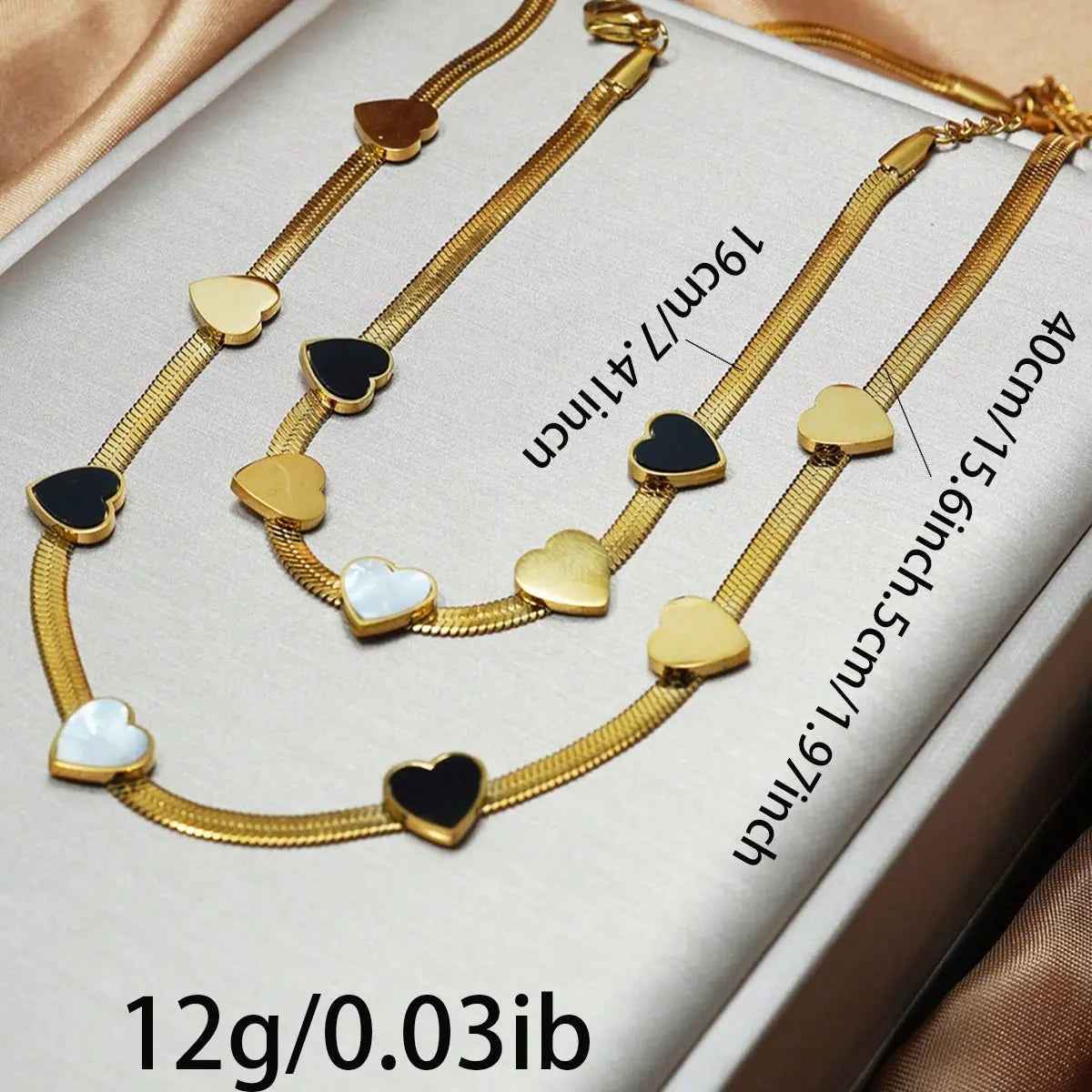 Lxalry 18K Gold Plated Heart Necklace Set and Bracelet - Elegant 18K Gold Plated Heart Necklace Set for Women’s Jewelry Gift - Mohamed jewelry My Store