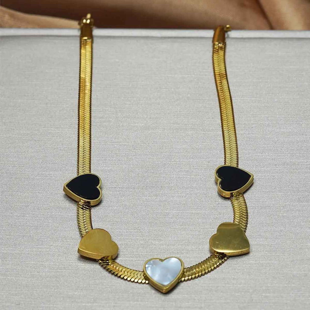 Lxalry 18K Gold Plated Heart Necklace Set and Bracelet - Elegant 18K Gold Plated Heart Necklace Set for Women’s Jewelry Gift - Mohamed jewelry My Store