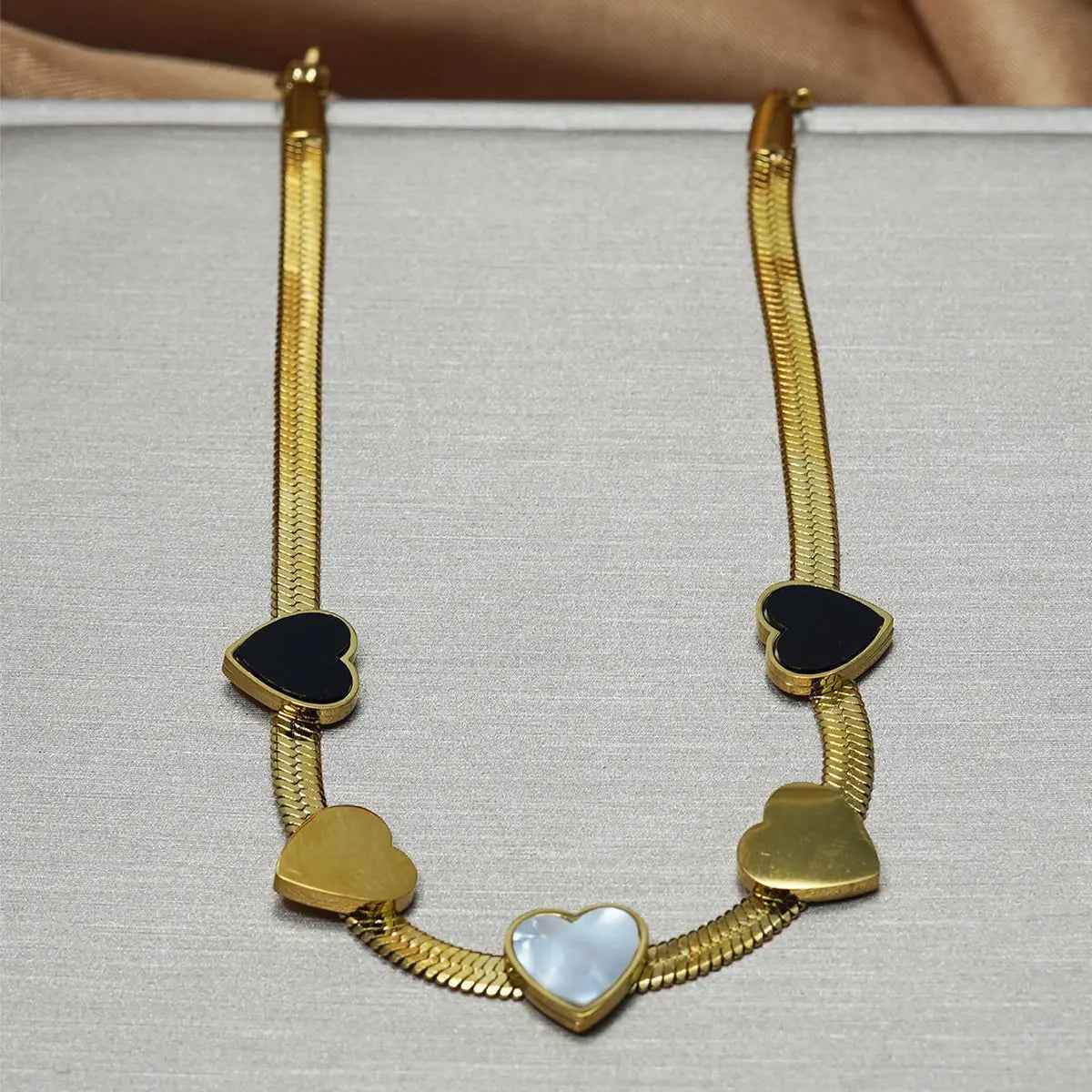 Lxalry 18K Gold Plated Heart Necklace Set and Bracelet - Elegant 18K Gold Plated Heart Necklace Set for Women’s Jewelry Gift - Mohamed jewelry My Store