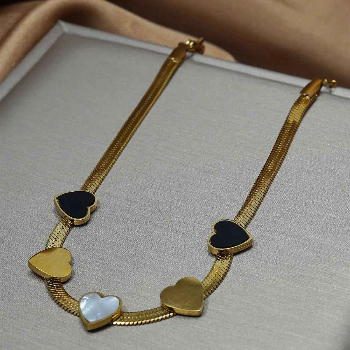 Lxalry 18K Gold Plated Heart Necklace Set and Bracelet - Elegant 18K Gold Plated Heart Necklace Set for Women’s Jewelry Gift - Mohamed jewelry My Store