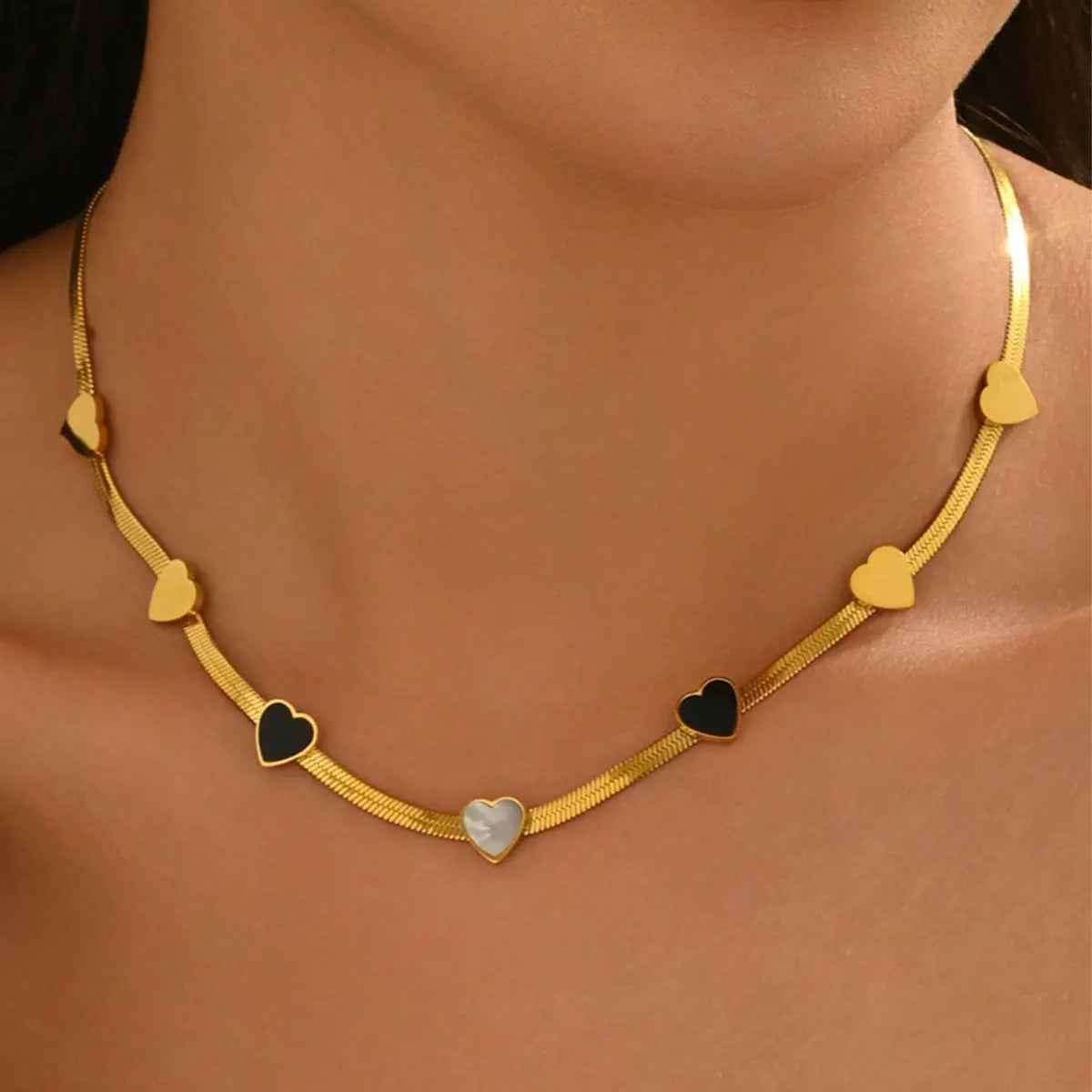 Lxalry 18K Gold Plated Heart Necklace Set and Bracelet - Elegant 18K Gold Plated Heart Necklace Set for Women’s Jewelry Gift - Mohamed jewelry My Store