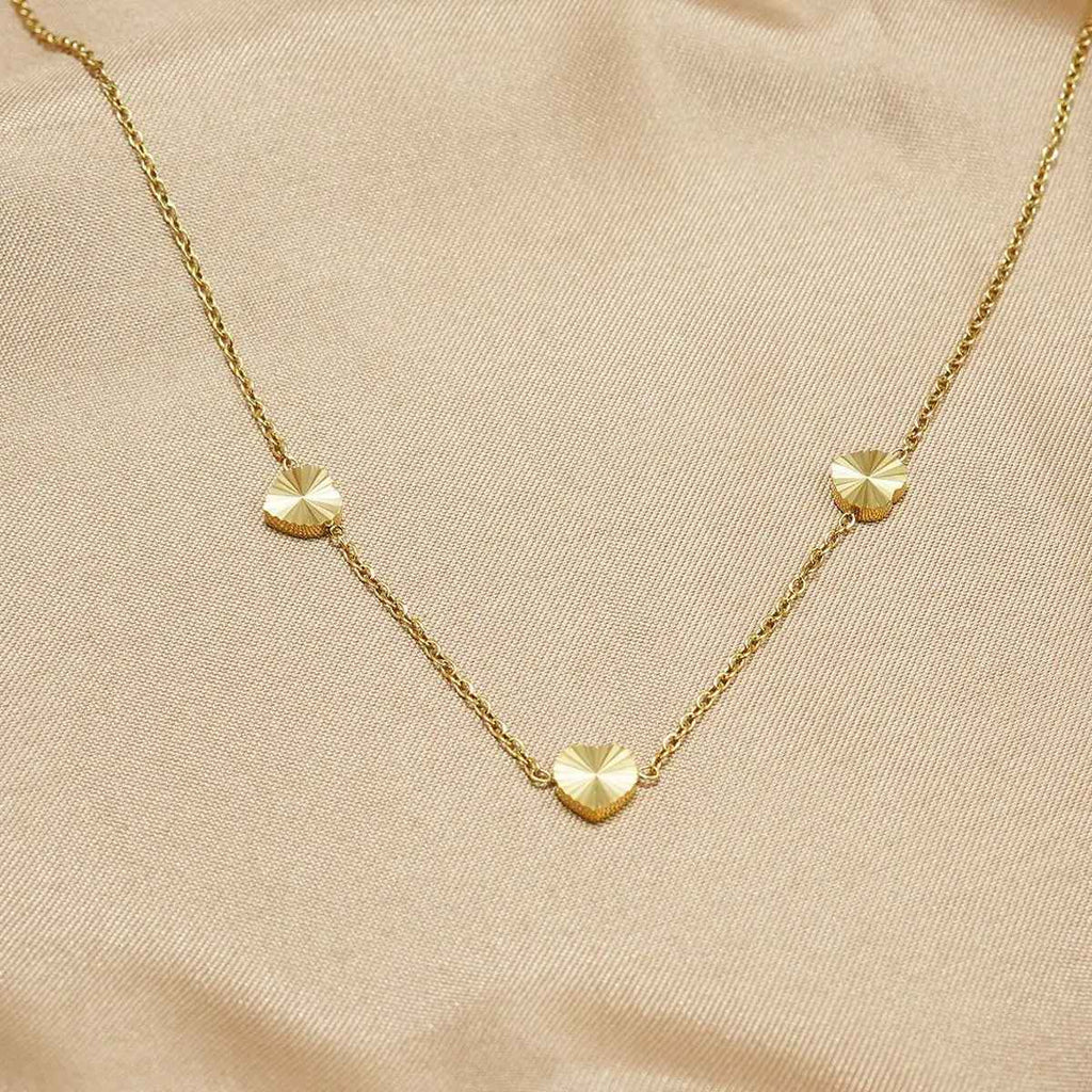 Lxalry 18K Gold Plated Stainless Steel Minimalist Heart Necklace & Earring Set For Women - Mohamed jewelry My Store