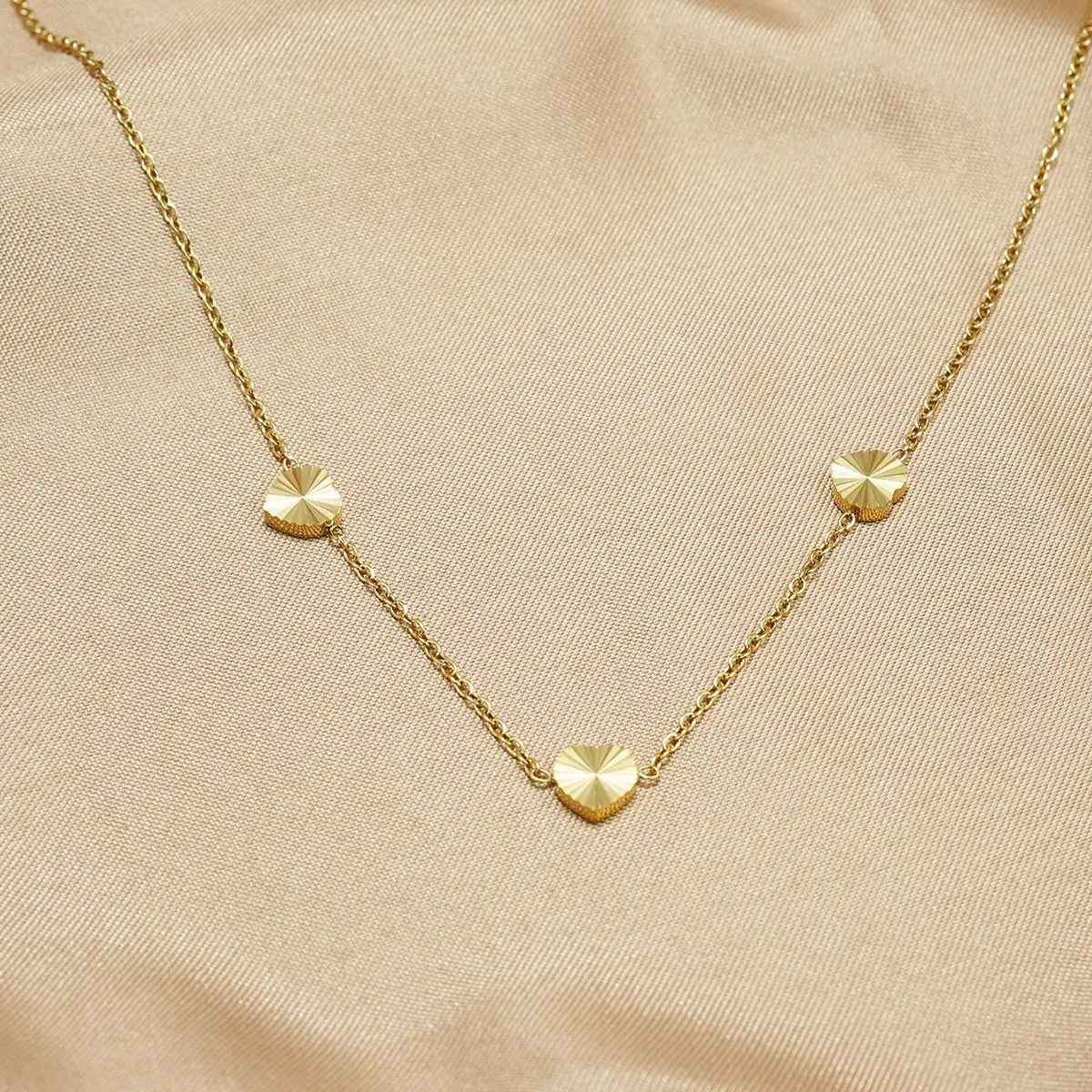 Lxalry 18K Gold Plated Stainless Steel Minimalist Heart Necklace & Earring Set For Women - Mohamed jewelry My Store