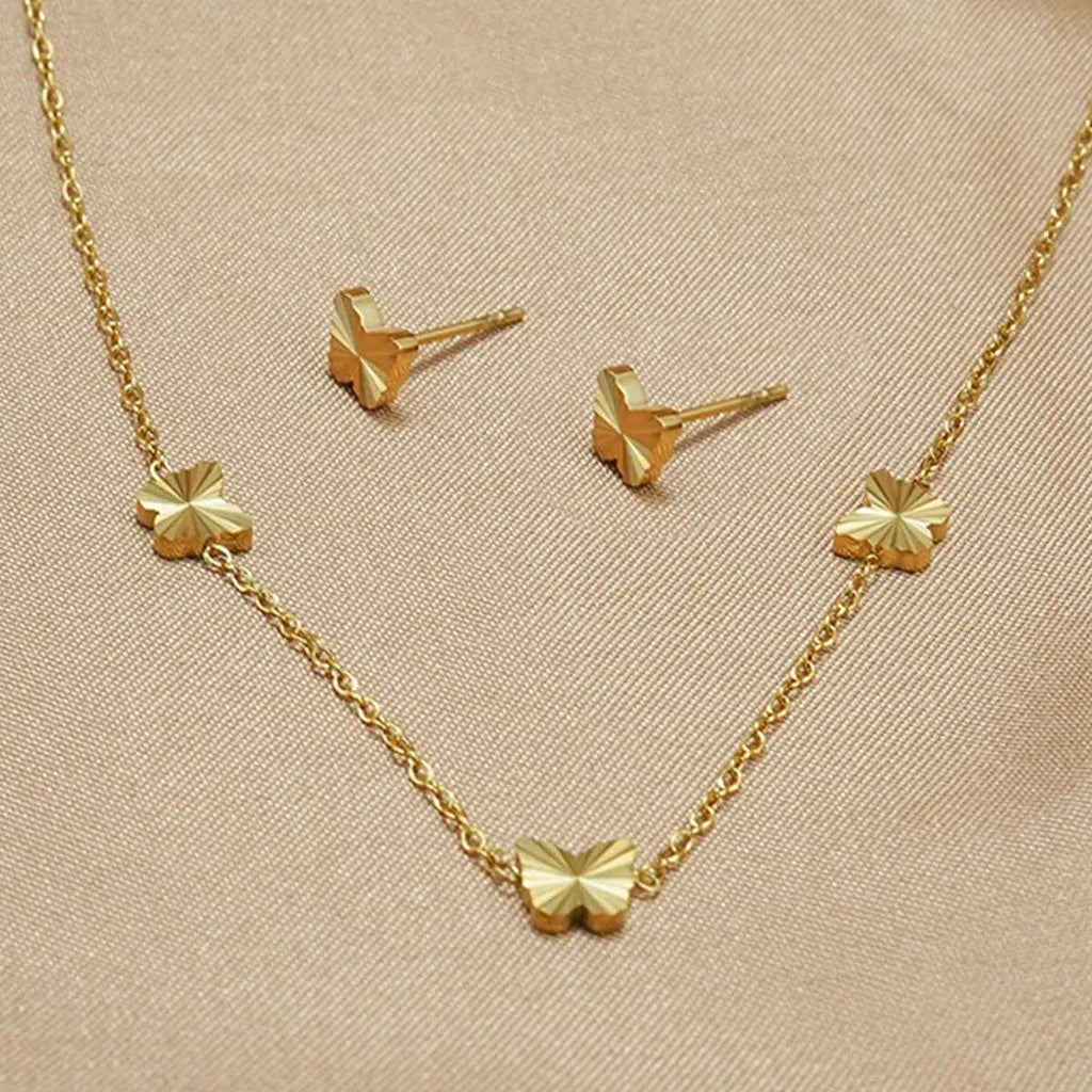 Lxalry Gold Stainless Steel Heart Jewelry Set For Women & Girls - Minimalist Cutout Necklace & Stud Earrings, Waterproof, Hypoallergenic, Tarnish-Free - Mohamed jewelry My Store