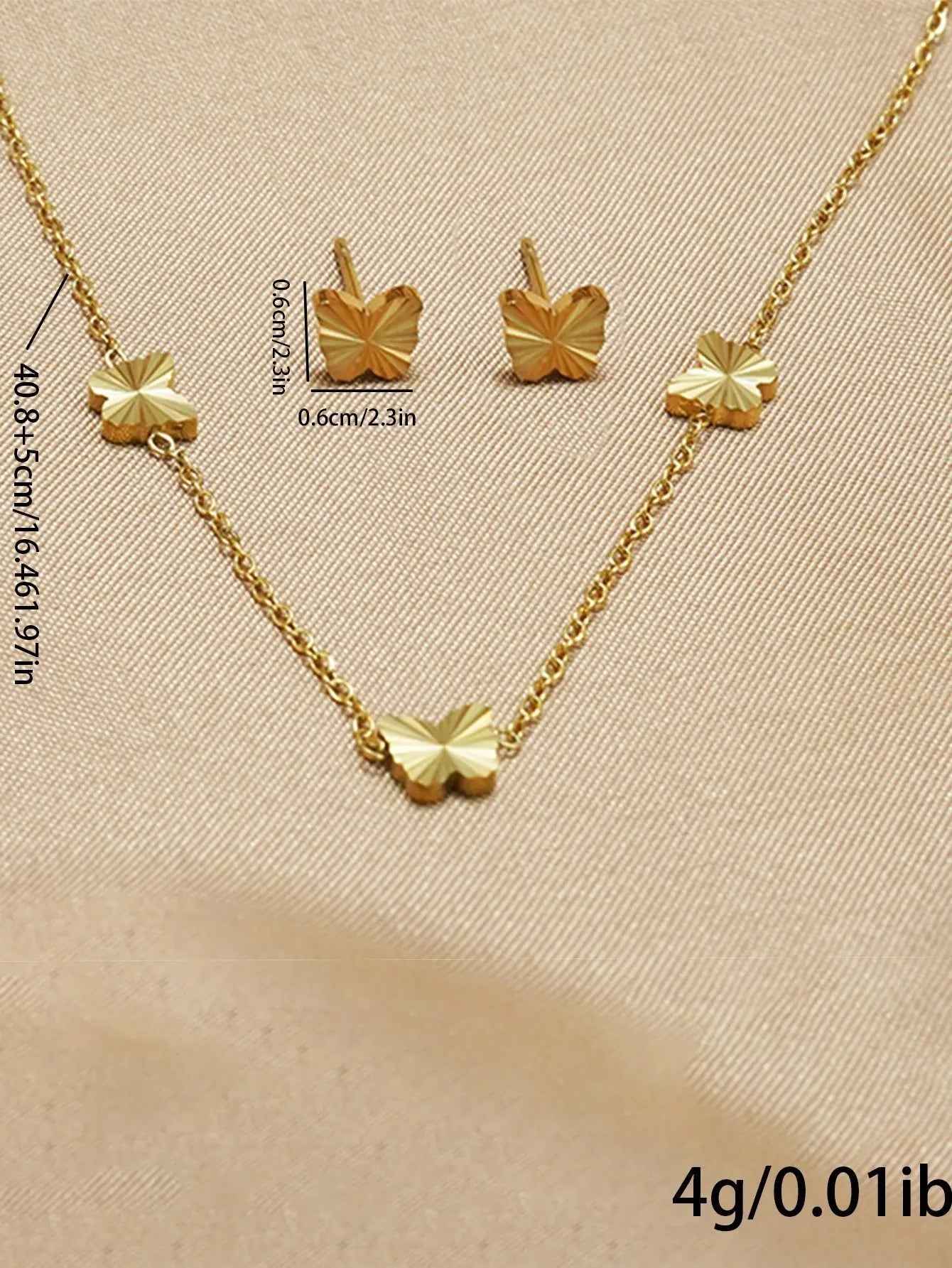 Lxalry Gold Stainless Steel Heart Jewelry Set For Women & Girls - Minimalist Cutout Necklace & Stud Earrings, Waterproof, Hypoallergenic, Tarnish-Free - Mohamed jewelry My Store