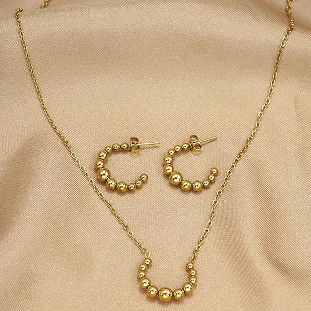 Lxalry Golden Jewelry Set – Crescent Necklace & Earrings - Mohamed jewelry My Store