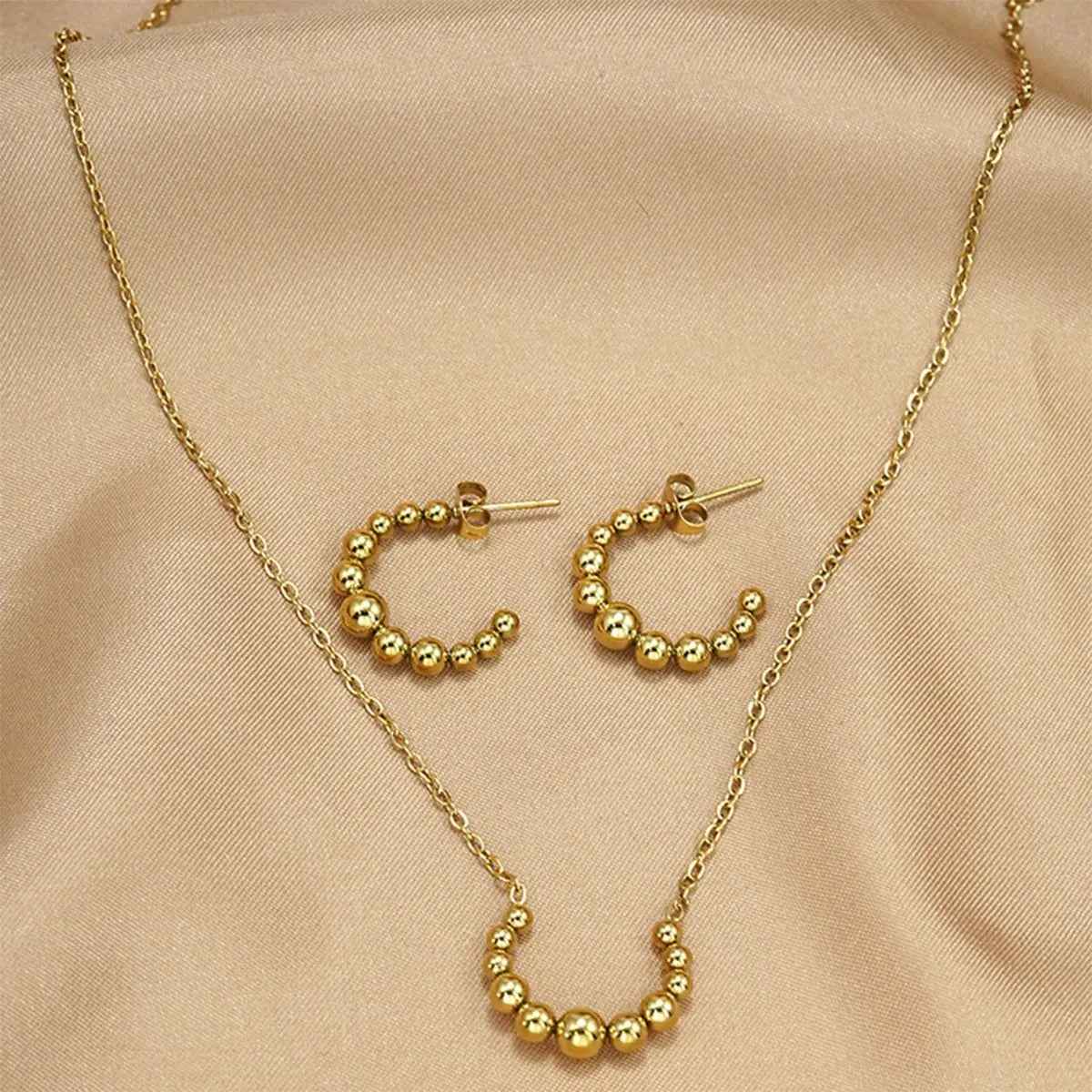 Lxalry Golden Jewelry Set – Crescent Necklace & Earrings - Mohamed jewelry My Store