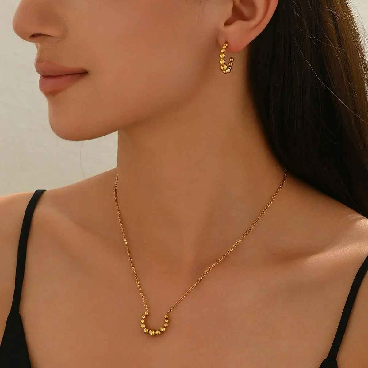 Lxalry Golden Jewelry Set – Crescent Necklace & Earrings - Mohamed jewelry My Store