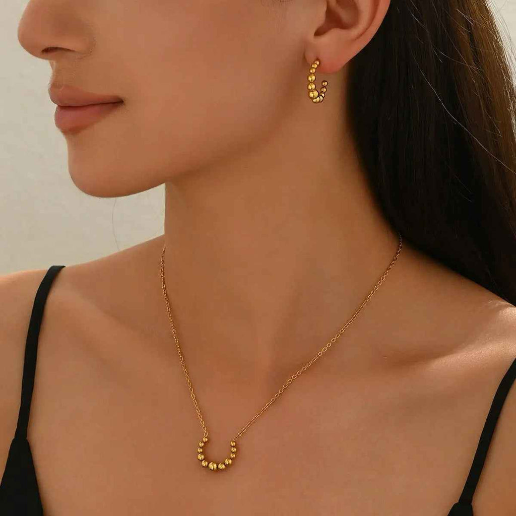Lxalry Golden Jewelry Set – Crescent Necklace & Earrings - Mohamed jewelry My Store