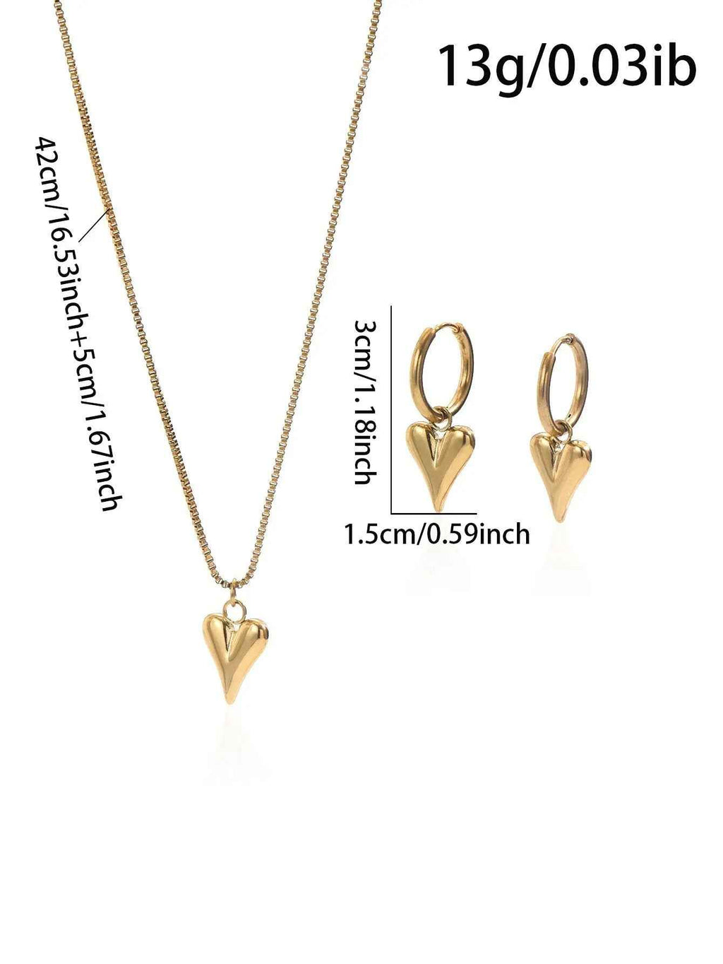 Lxalty 18K Gold Plated Stainless Steel Heart Jewelty Set For Women - Mohamed jewelry My Store