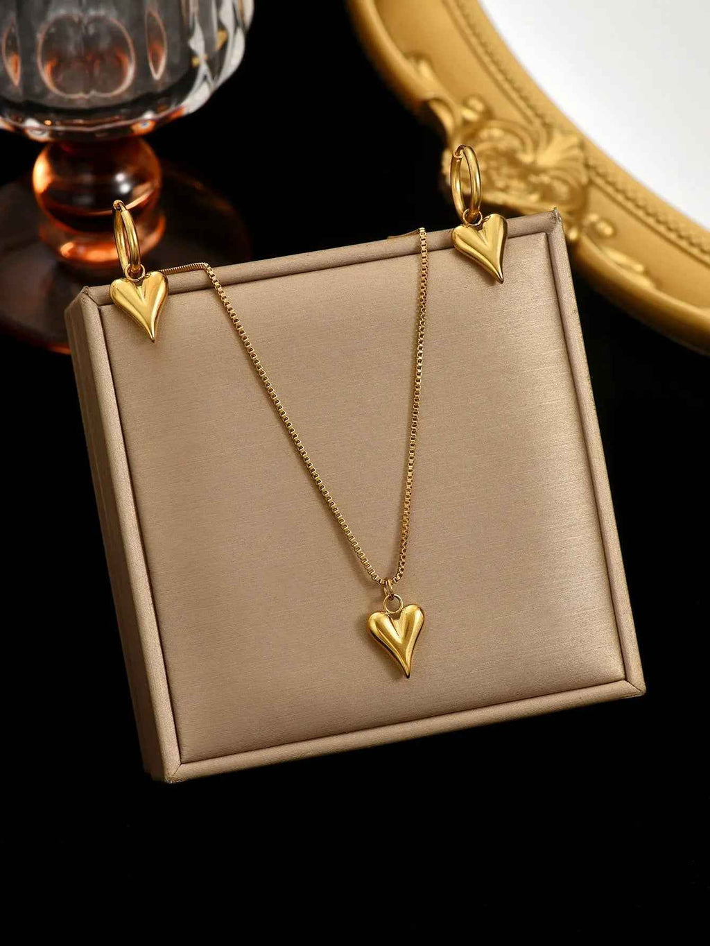 Lxalty 18K Gold Plated Stainless Steel Heart Jewelty Set For Women - Mohamed jewelry My Store