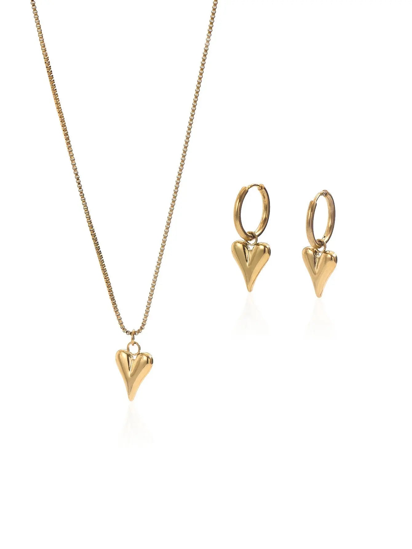 Lxalty 18K Gold Plated Stainless Steel Heart Jewelty Set For Women - Mohamed jewelry My Store