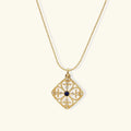 Ornate Lapis Lazuli Medallion Pendant in 18K Gold-Plated Brass - Mohamed jewelry My Store