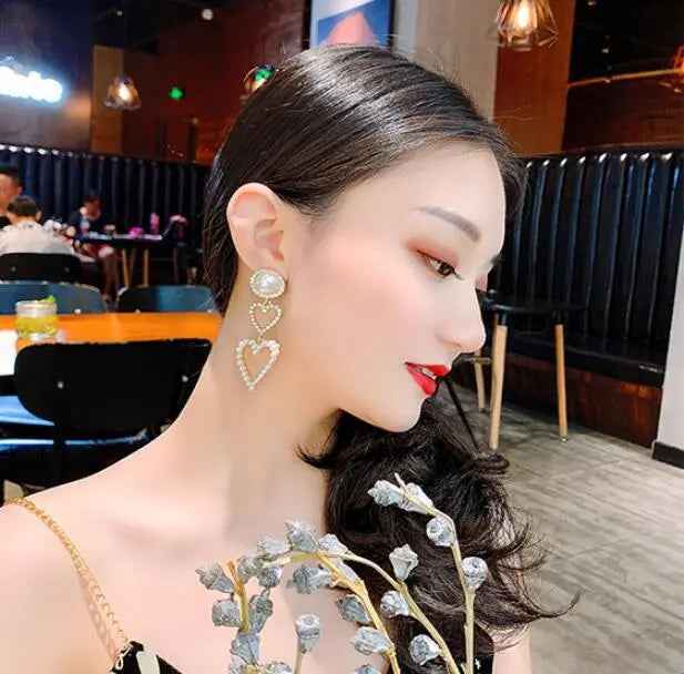 Pearl Rhinestone Drop Earrings - Mohamed jewelry My Store