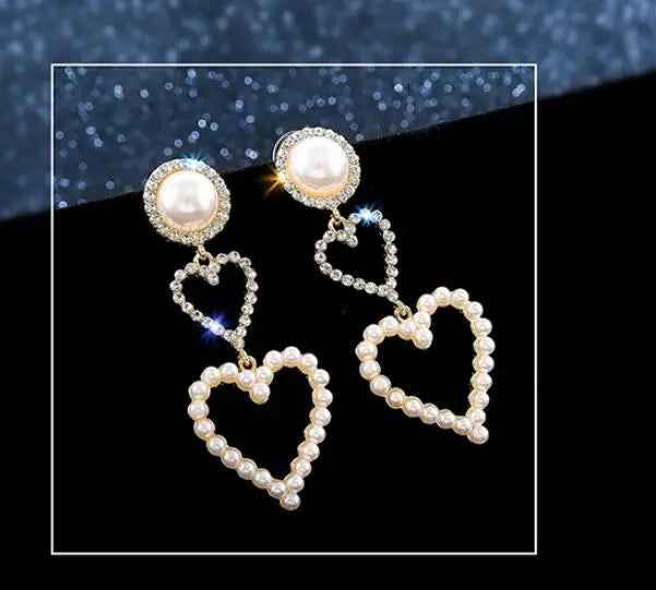 Pearl Rhinestone Drop Earrings - Mohamed jewelry My Store