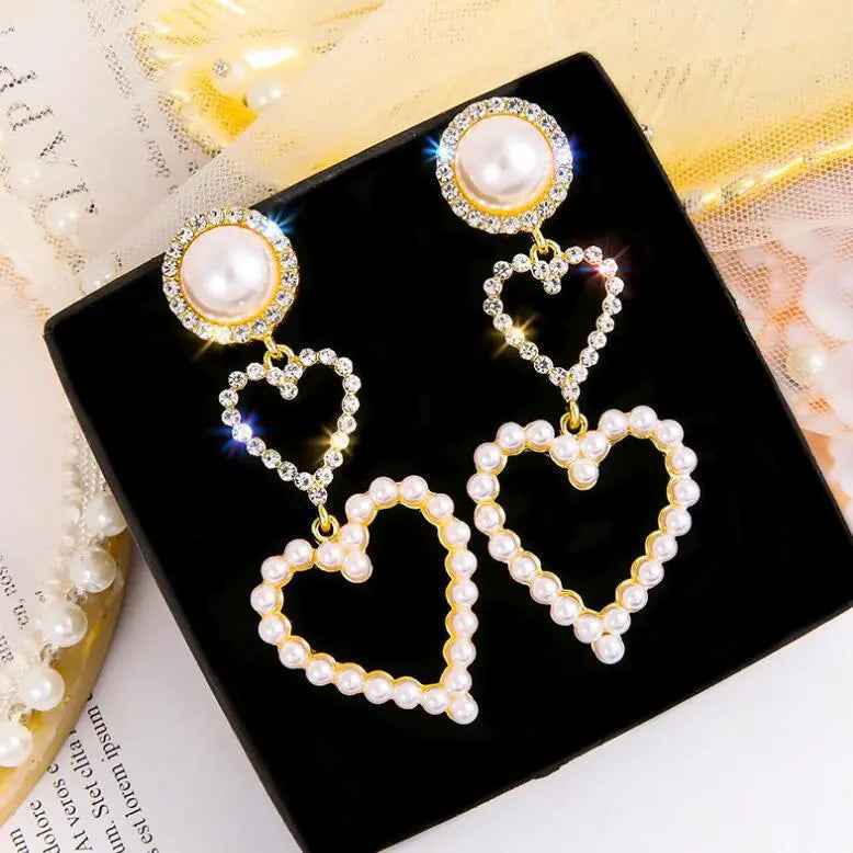 Pearl Rhinestone Drop Earrings - Mohamed jewelry My Store