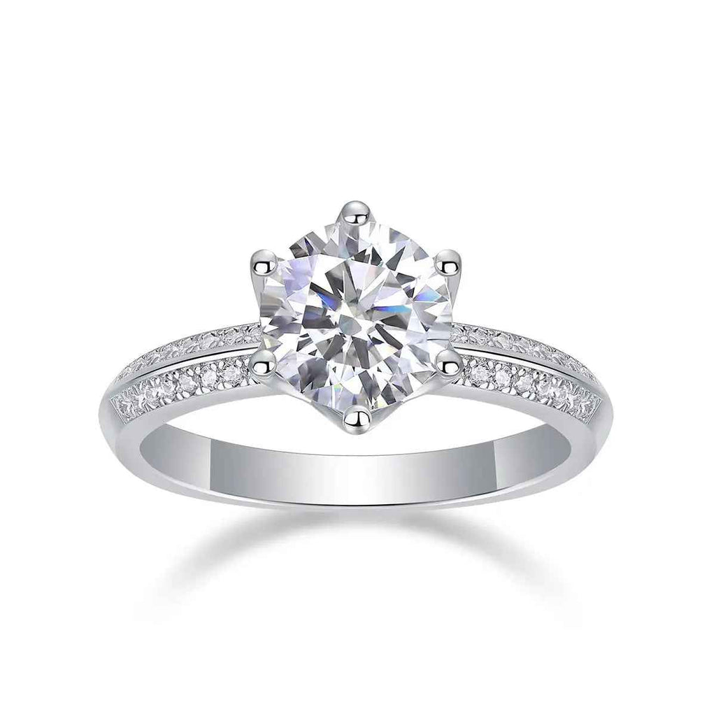 Platinum-Plated Moissanite Ring, 2 Carat, Gift-Ready Elegance - Mohamed jewelry My Store