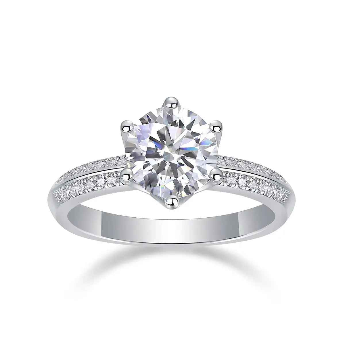 Platinum-Plated Moissanite Ring, 2 Carat, Gift-Ready Elegance - Mohamed jewelry My Store