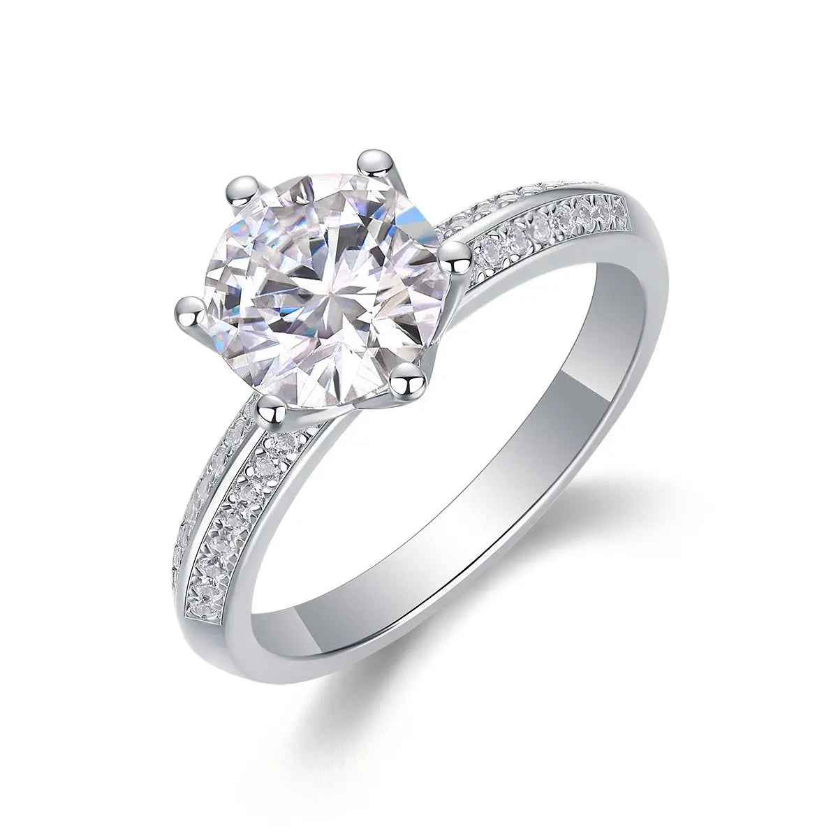 Platinum-Plated Moissanite Ring, 2 Carat, Gift-Ready Elegance - Mohamed jewelry My Store